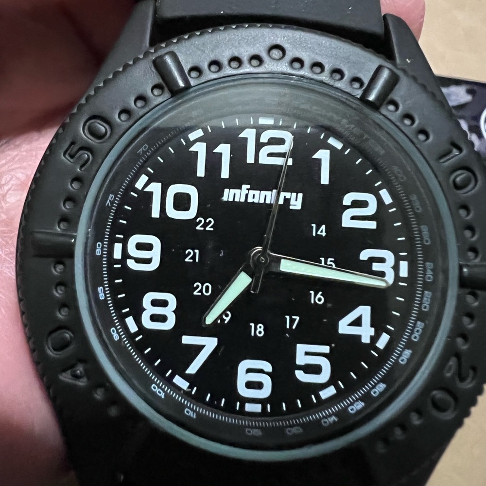 Infantry Military Men’s Watch. New in box. Never been used. Excellent condition.